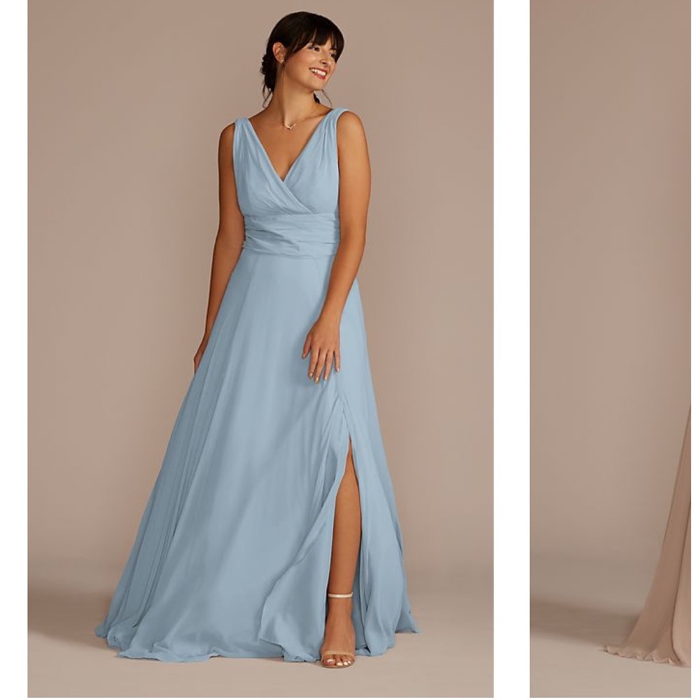 Long Chifon Surplice Tank Dress in Mystic